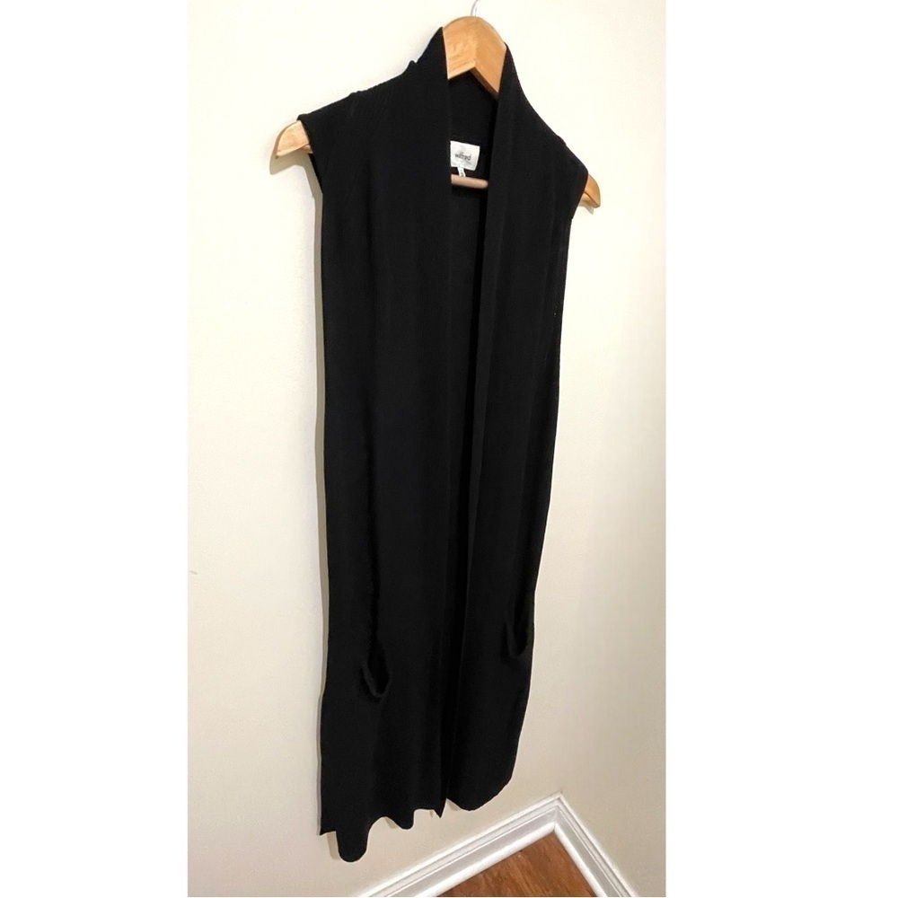 Aritzia Long-line Woven Black Open Front Sweater, M - Picture 13 of 16